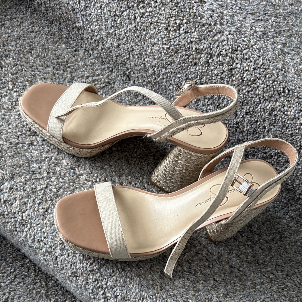 Jessica Simpson Cream Wedge Sandals